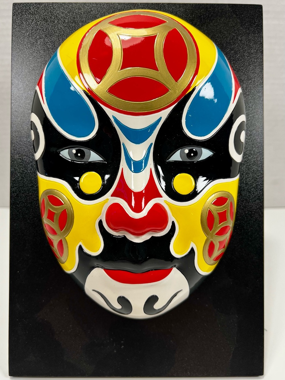 Bold Peking Opera Mask Wall Plaque & Easel Stand | Chinoiserie Art Decor